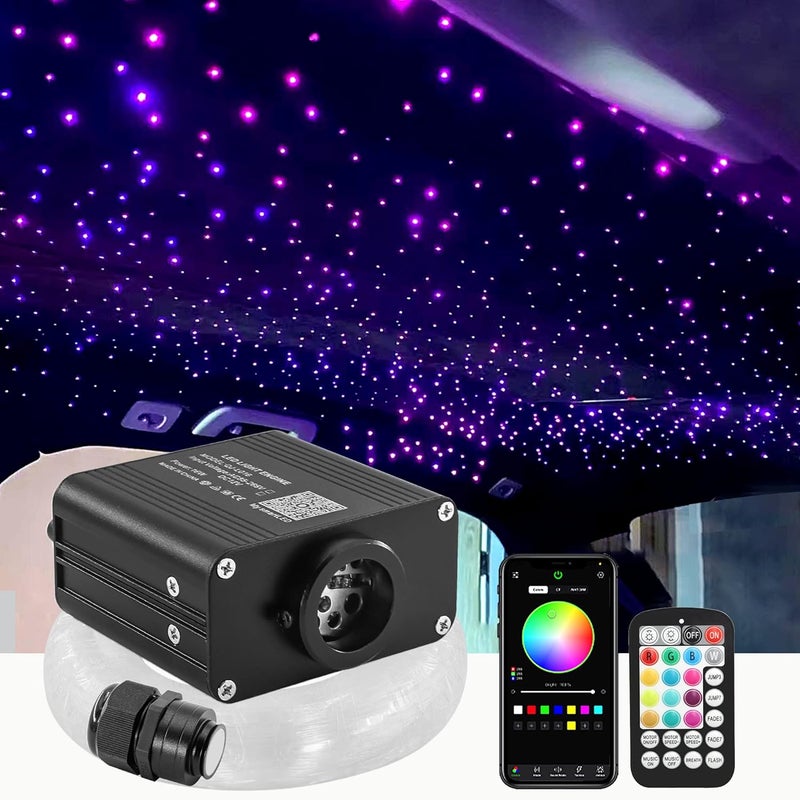 ATOKEE Store 16W Twinkle 550pcs Starlight Headliner Kit, 0.03in/0.75mm 9.8ft/3m Small Size Fiber Optic Car Star Roof Lights with Bluetooth APP/Remote Control - Image 1